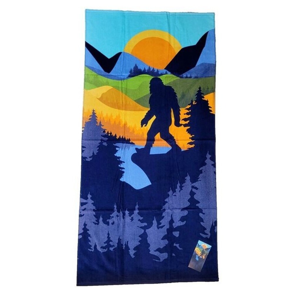 Bigfoot Scene 30"x60" Beach Towel Sasquatch Thin 100% Cotton Velour Believe Yeti
